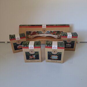 FULL SET OF 5 VINTAGE 1991 HALLMARK CLAUS & CO R.R. ORNAMENTS IN ORIGINAL BOXES